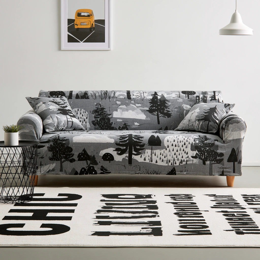 Modernes Polstersofa, mit klarer Formgebung, Farbe: grau